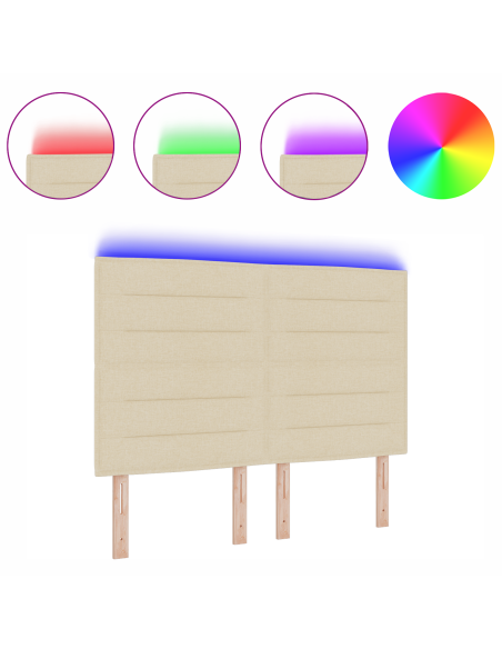 Testiera LED con luci a strisce a LED Crema 144 cm Poliestere