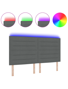 Testiera LED con testiera Grigio scuro 180 cm Poliestere 2