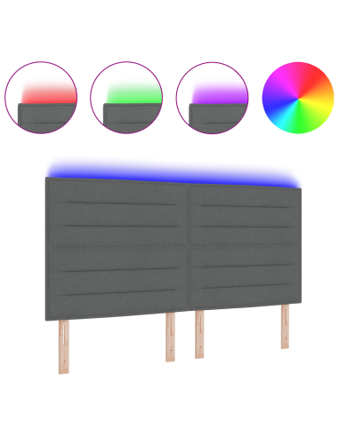 Testiera LED con testiera Grigio scuro 180 cm Poliestere