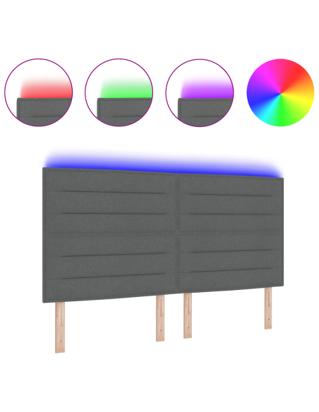 Testiera LED con testiera Grigio scuro 180 cm Poliestere