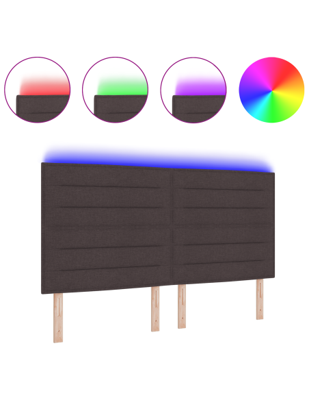 Testiera LED Design Linee Marrone Scuro 90 cm Tessuto