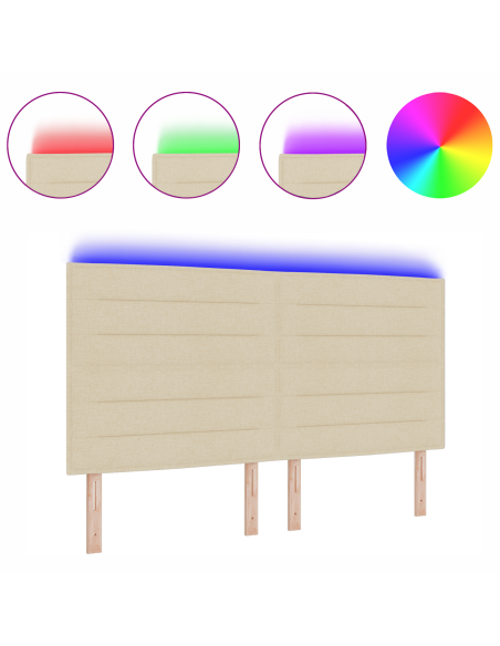 Testiera LED con luci a strisce a LED Crema 180 cm Poliestere