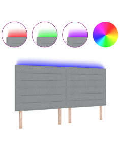 Testiera LED con testiera Grigio chiaro 200 cm Poliestere 2