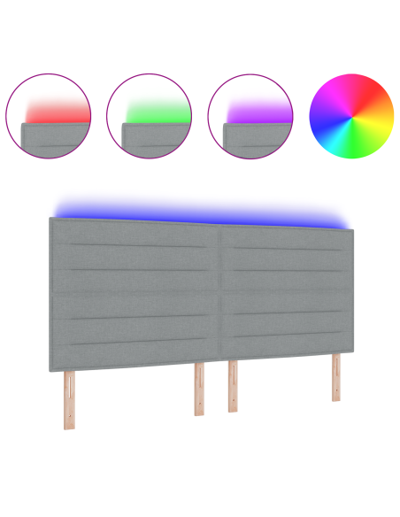 Testiera LED con testiera Grigio chiaro 200 cm Poliestere