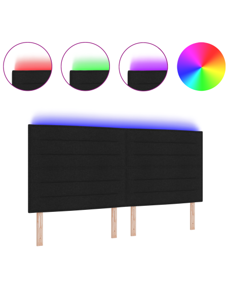 Testiera LED con luci a strisce a LED Nero 200 cm Poliestere