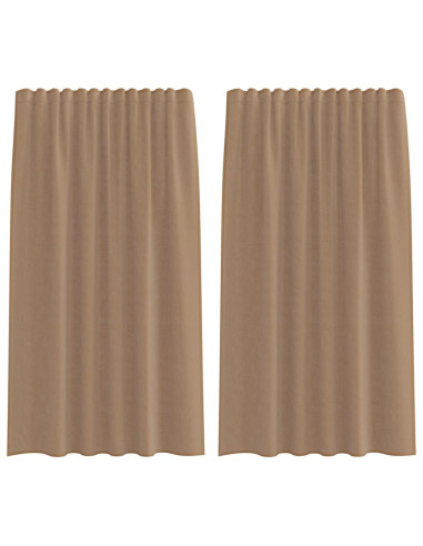 Tende in Voile con Tasche per Aste 2 pz Marrone Chiaro
