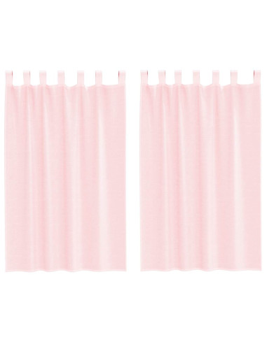 Tende in Voile con Tasche per Aste 2 pz Rosa Chiaro