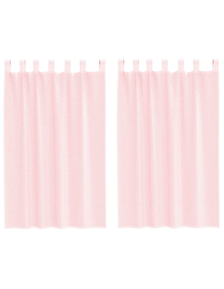 Tende in Voile con Tasche per Aste 2 pz Rosa Chiaro