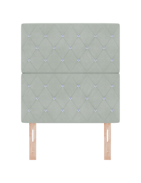 Testiera LED grigia chiara 80 cm in velluto