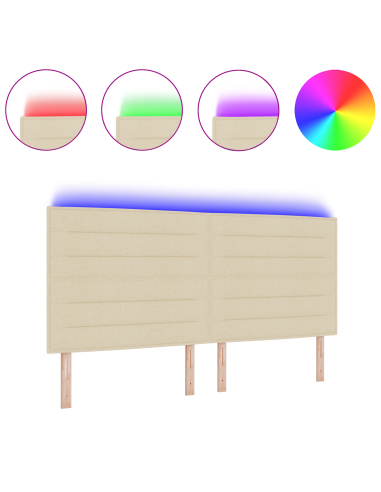 Testiera LED con luci a strisce a LED Crema 200 cm Poliestere
