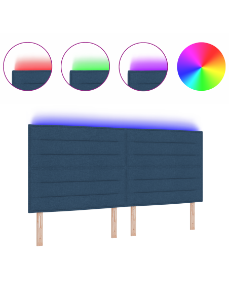 Testata a LED Design Lines Blu 200 cm Tessuto