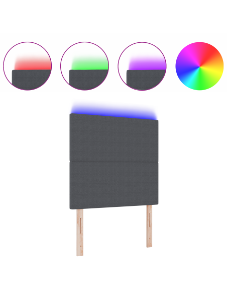 Testiera LED con testiera Grigio scuro 80 cm Poliestere