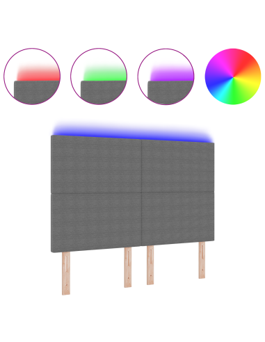 Testiera LED con testiera Grigio chiaro 144 cm Poliestere