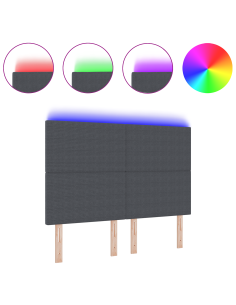 Testiera LED con testiera Grigio scuro 144 cm Poliestere 2
