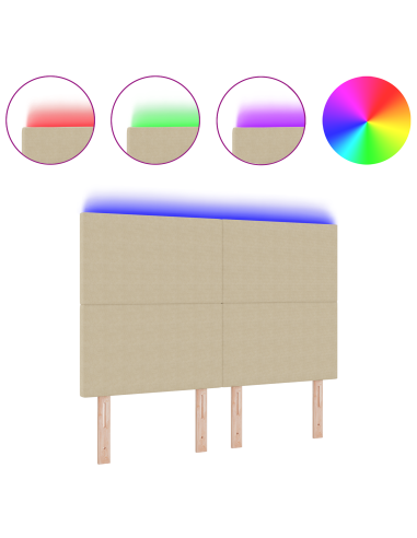 Testiera LED con testiera Grigio Verde 144 cm Poliestere