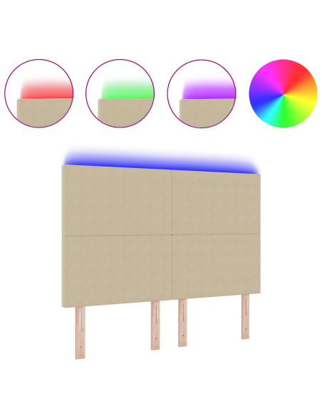 Testiera LED con testiera Grigio Verde 144 cm Poliestere