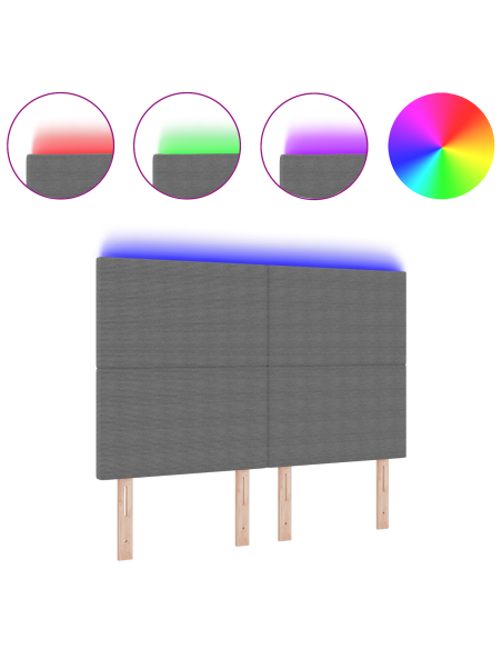 Testiera LED con testiera Grigio chiaro 160 cm Poliestere