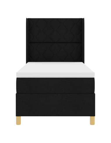 Letto a molle con materasso Nero 140 x 200 cm Tessuto