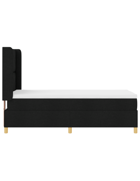Letto Box Spring con Materasso e LED Nero 100x200 cm Tessuto