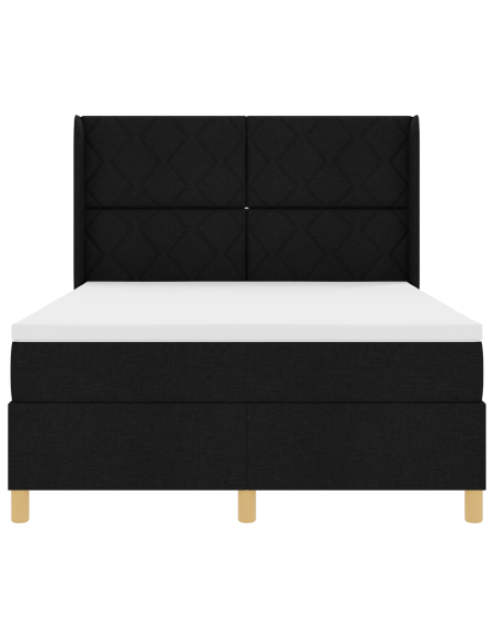 Letto con contenitore e materasso & LED Nero 140x200 cm Tessuto