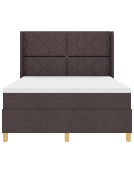 Letto Box Spring con Materasso e LED Marrone Scuro 140x200 cm Tessuto