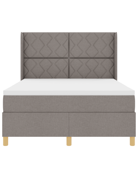 Letto a Molla Box con Materasso e LED Tortora 160x200 cm in Tessuto