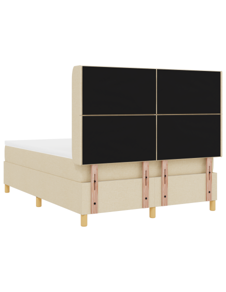 Letto Box Spring con Materasso e LED Crema 160x200 cm Tessuto
