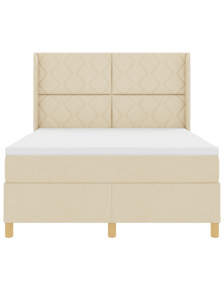 Letto Box Spring con Materasso e LED Crema 160x200 cm Tessuto