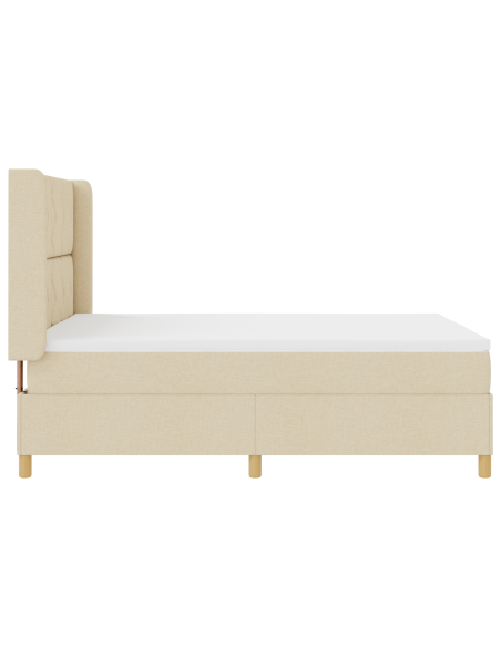 Letto Box Spring con Materasso e LED Crema 160x200 cm Tessuto