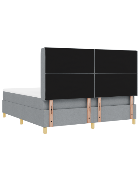 Letto Box Spring con Materasso e Luce LED Grigio Chiaro 180x200 cm in Tessuto