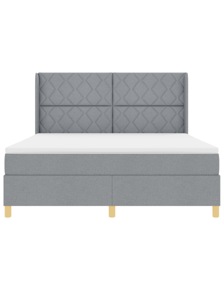 Letto Box Spring con Materasso e Luce LED Grigio Chiaro 180x200 cm in Tessuto