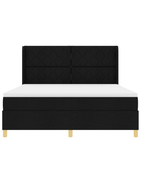 Letto Box Spring con Materasso e LED Nero 180x200 cm Tessuto