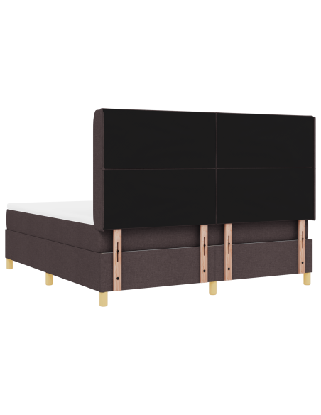 Letto Box Spring con Materasso e LED Marrone Scuro 180x200 cm Tessuto