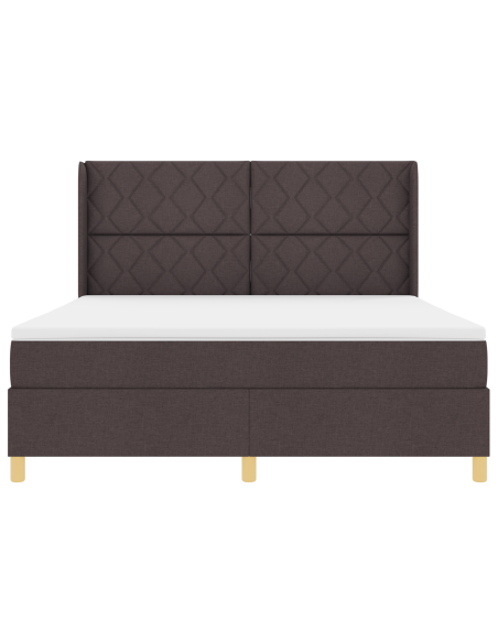 Letto Box Spring con Materasso e LED Marrone Scuro 180x200 cm Tessuto