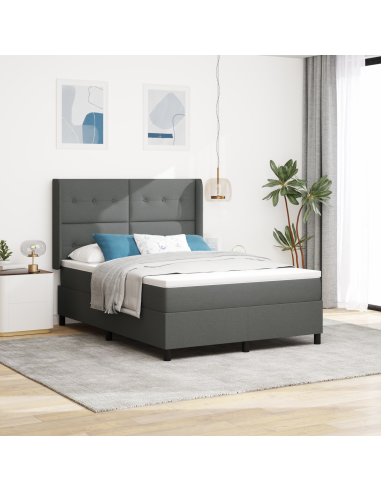 Letto a molle con materasso Grigio scuro 160 x 200 cm Tessuto