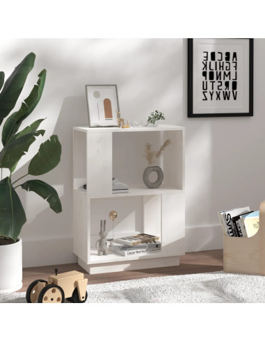 Libreria/Divisorio Bianco 51x25x70 cm in Legno Massello di Pino