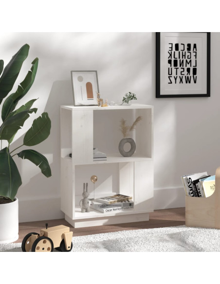 Libreria/Divisorio Bianco 51x25x70 cm in Legno Massello di Pino