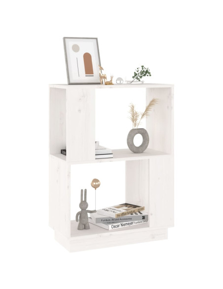 Libreria/Divisorio Bianco 51x25x70 cm in Legno Massello di Pino