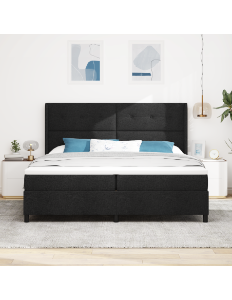Letto Box Spring con Materasso Nero 200x200 cm Tessuto