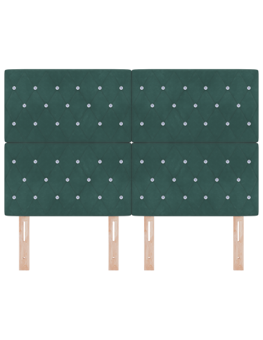 Testiera LED con testiera Verde Scuro 144 cm Poliestere