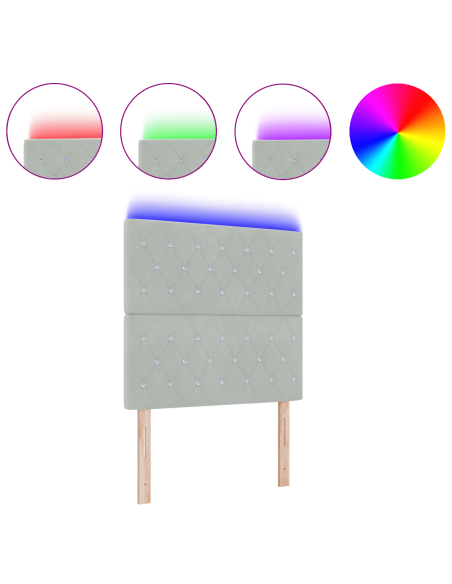 Testiera LED con testiera Grigio chiaro 100 cm Poliestere