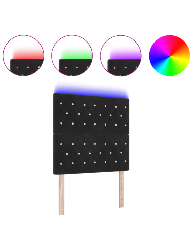 Testiera LED con strisce LED con testiera Nero 100 cm Velluto