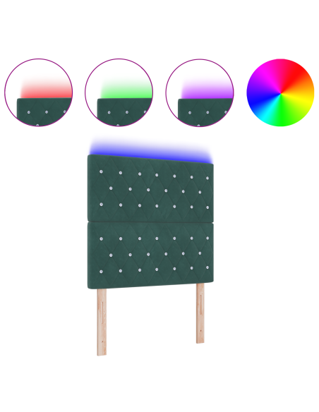 Testiera LED con testiera Verde Scuro 100 cm Poliestere