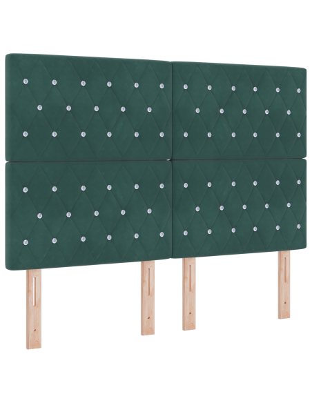 Testiera LED con testiera Verde Scuro 144 cm Poliestere