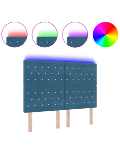 Testiera LED con testiera Blu Scuro 144 cm Poliestere 2