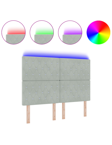 Testiera LED con testiera Grigio chiaro 160 cm Poliestere