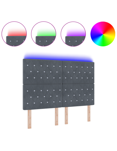 Testiera LED con testiera Grigio scuro 160 cm Poliestere