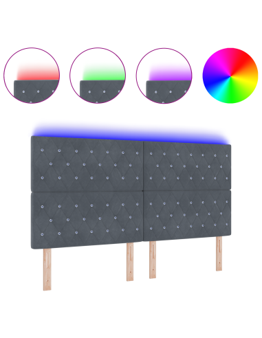 Testiera LED con testiera Grigio scuro 180 cm Poliestere