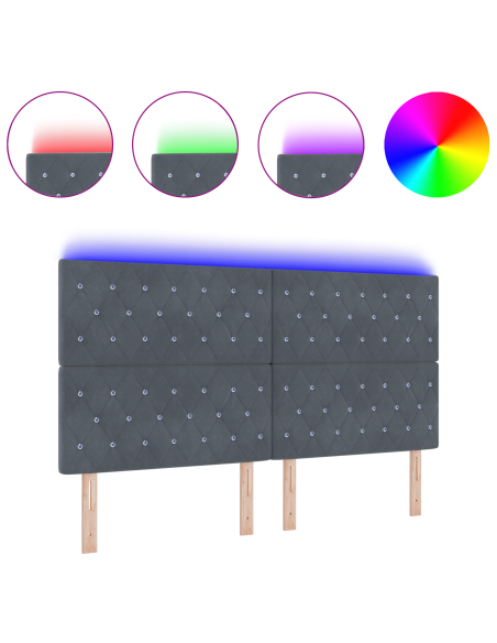 Testiera LED con testiera Grigio scuro 180 cm Poliestere