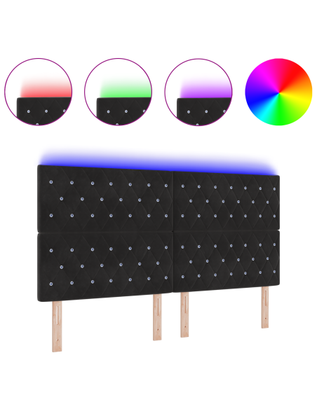 Testiera LED Nera 90 cm Velluto